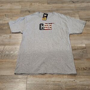 NEW CAT American Flag Logo Graphic Tee Shirt New With Tags Men's Size Large